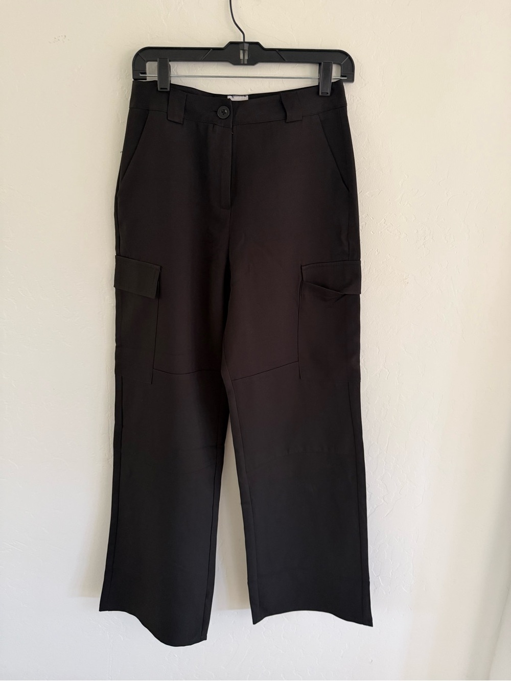 Princess Polly Black Cargo Straight-Leg Trousers